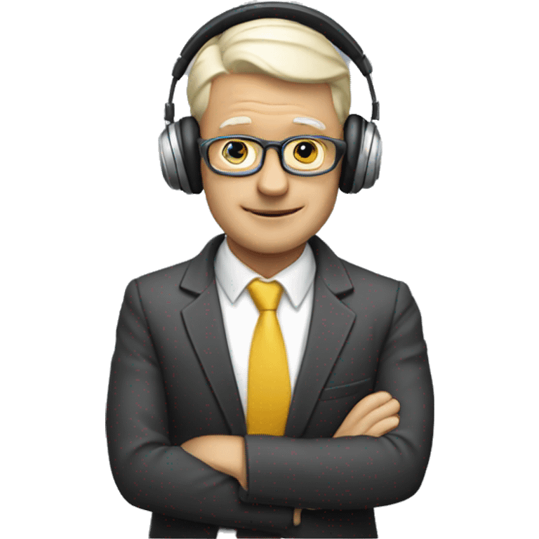 White gentleman with a laptop and headphones  emoji