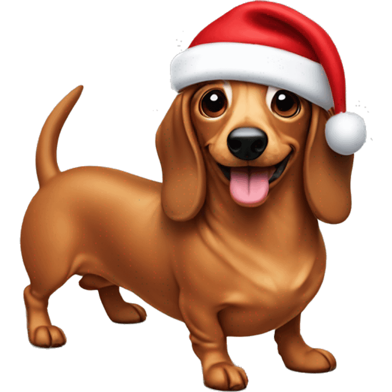 wiener dog with Santa hat emoji