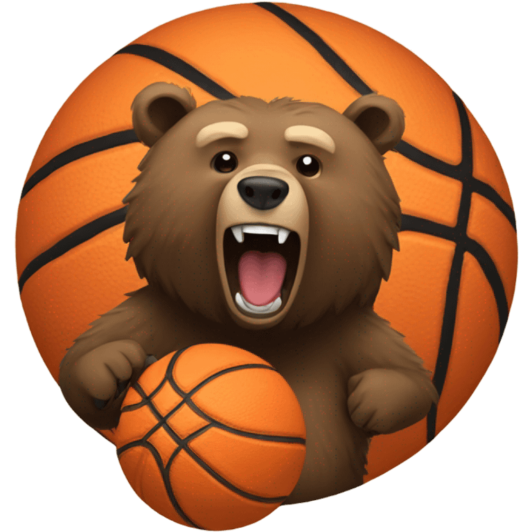 Grizzly bear shooting a basketball  emoji