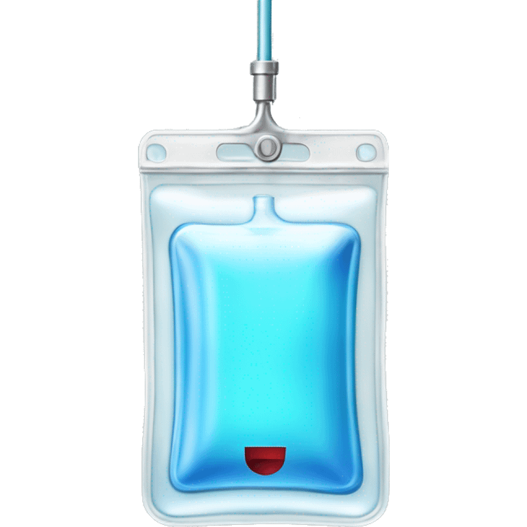 Rectangular transparent plastic iv bag filled with 500ml of fluid hanging on an iv pole in an intensive care unit  emoji