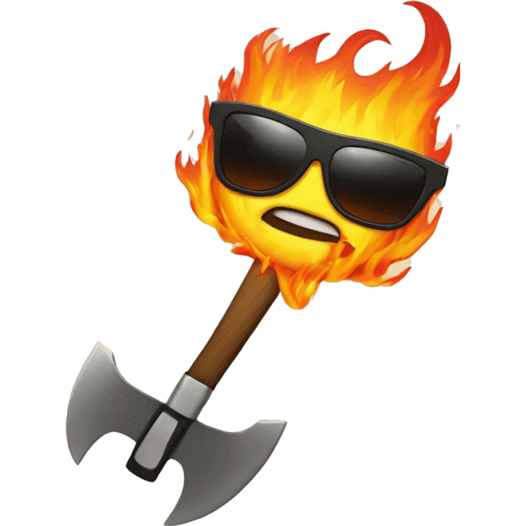 Axe on fire with sunglasses  emoji