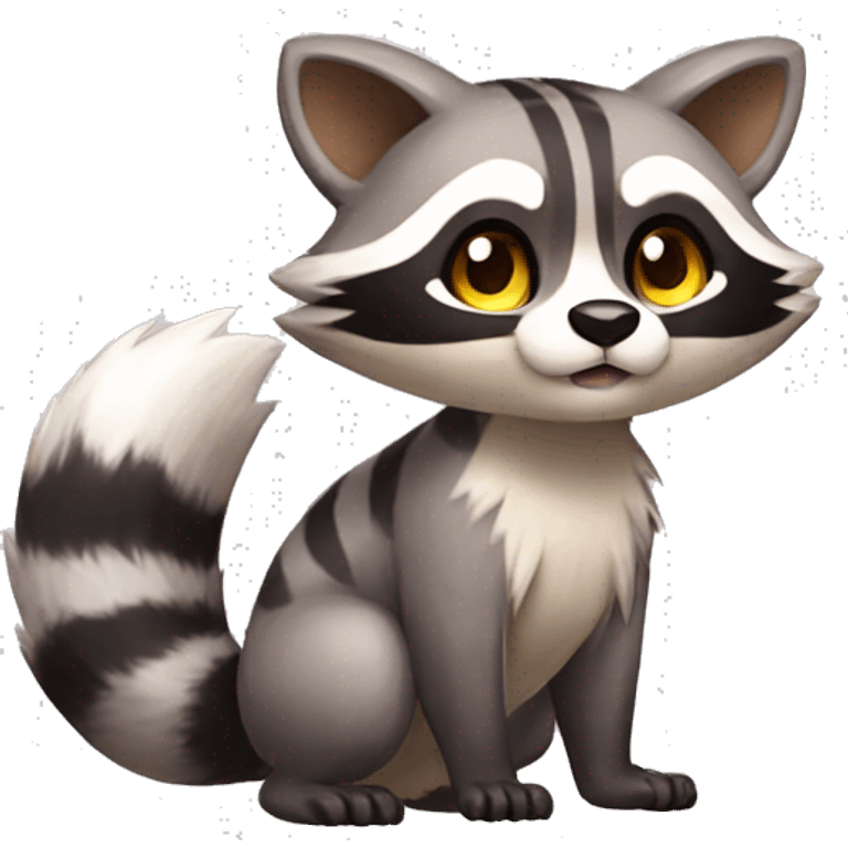 Colorful Shiny Kawaii Cute Raccoon-Tiger-Fakémon-Pokémon full body emoji