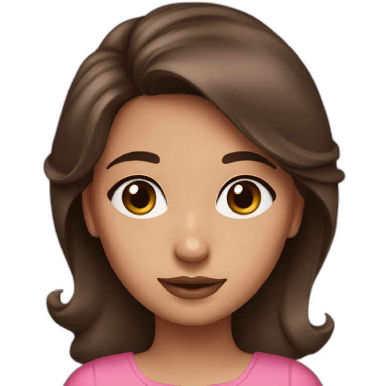 Brunette brown eyes girl pink and torqoese dress emoji