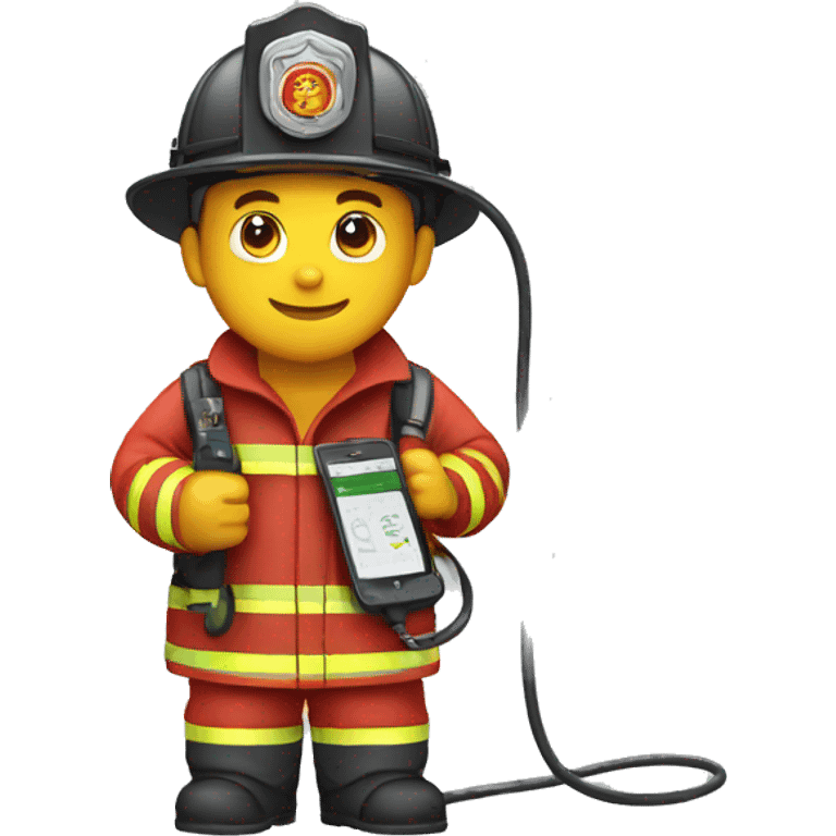 Firefighter holding a phone charging cable emoji