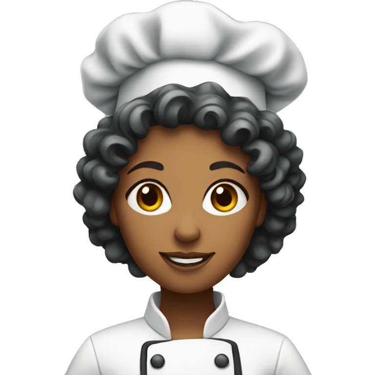 Female chef with curly hair  emoji