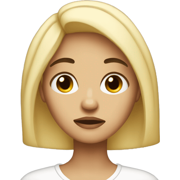 a sad blonde with black hair on her roots emoji