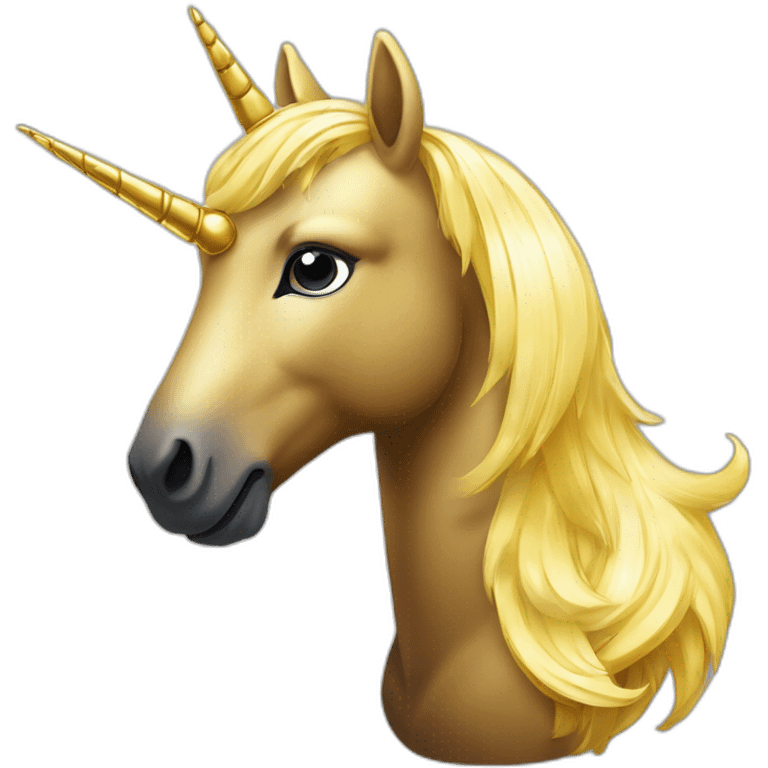 Licorne dorée avec des étoiles et des pailletted emoji