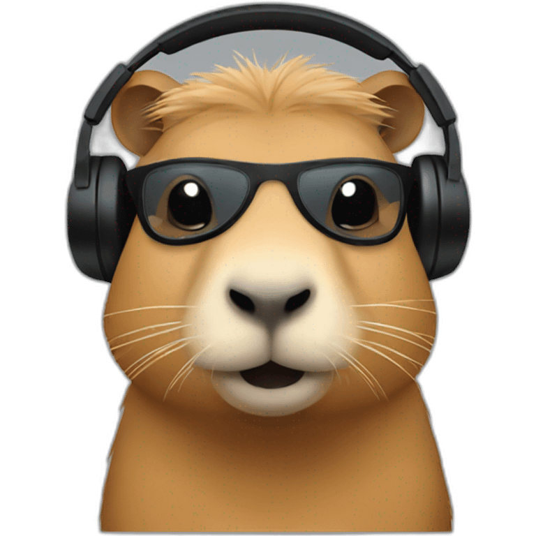 Capybara with black headset emoji