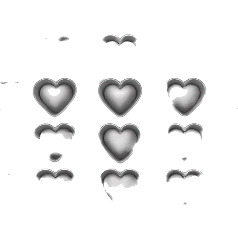 Realistic flat silver metallic heart shaped muffin pan emoji