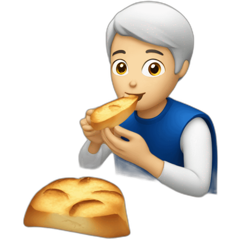 french person eating garlic bread emoji