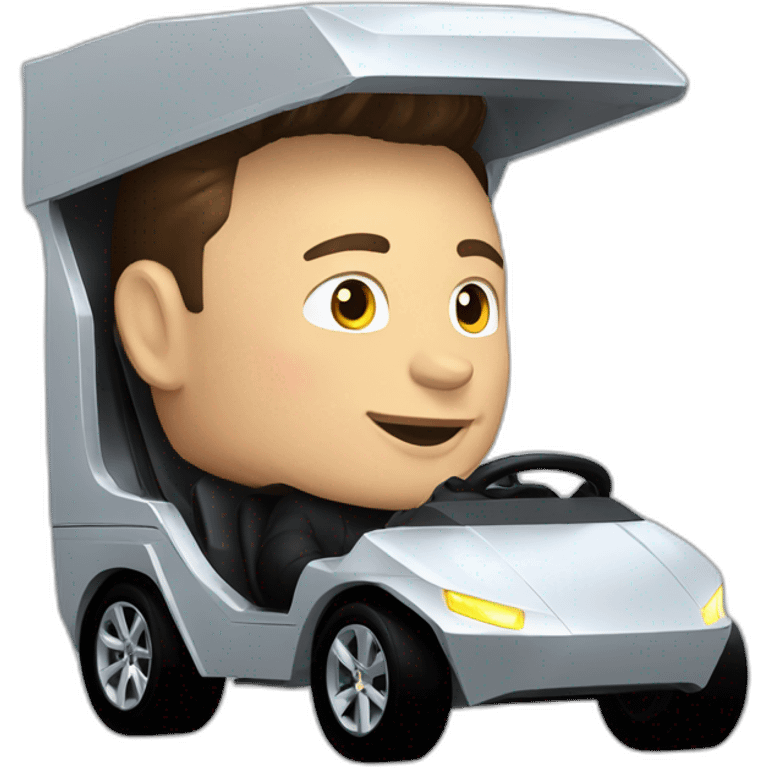 Elon musk riding in a Tesla cyber truck  emoji