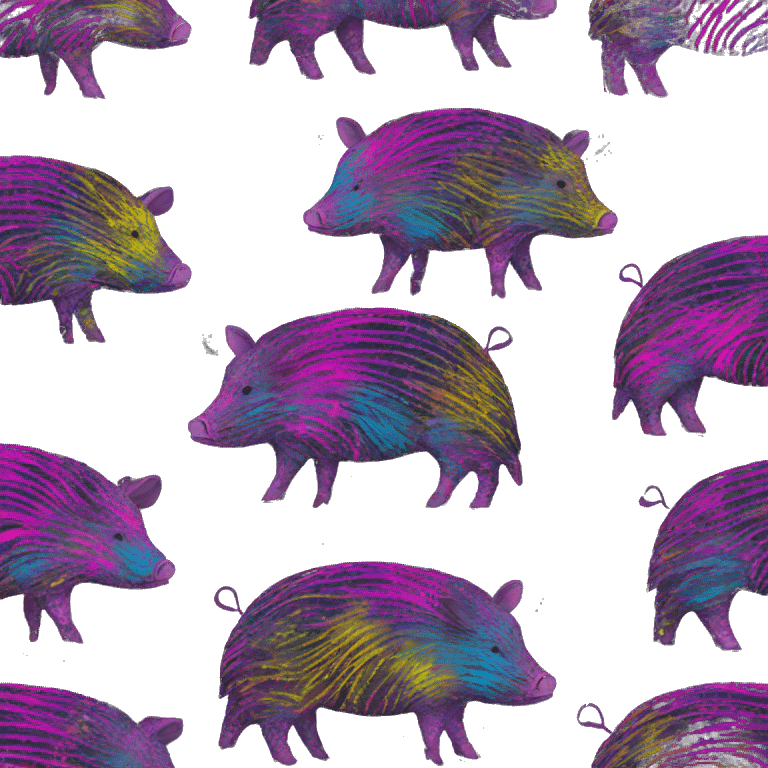 Neon Graffiti patterns on a black pig armadillo  emoji