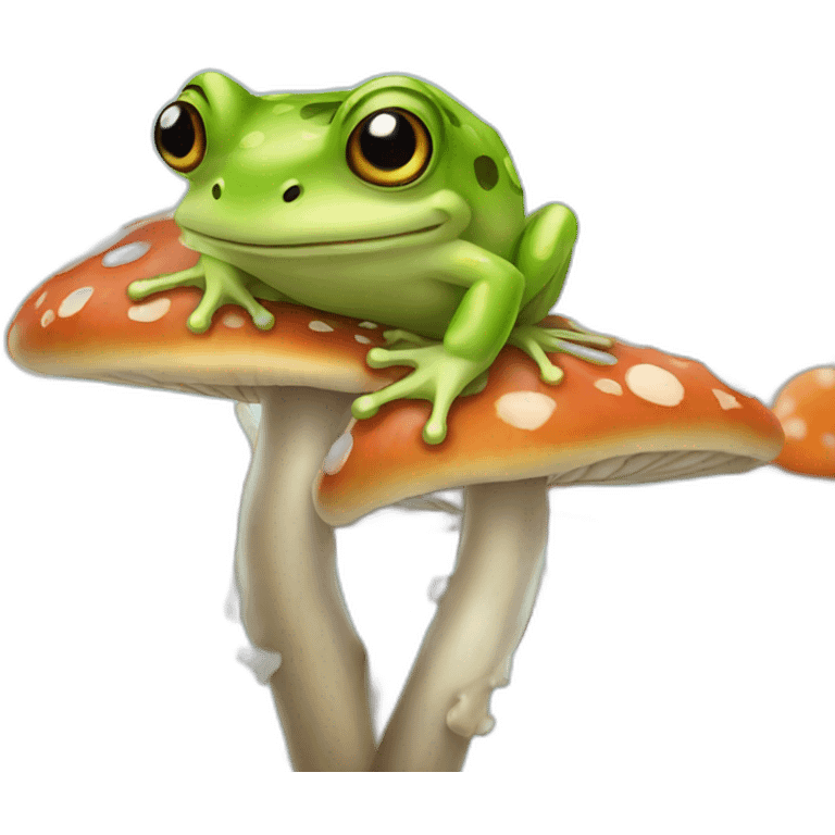 Frog on mushroom emoji