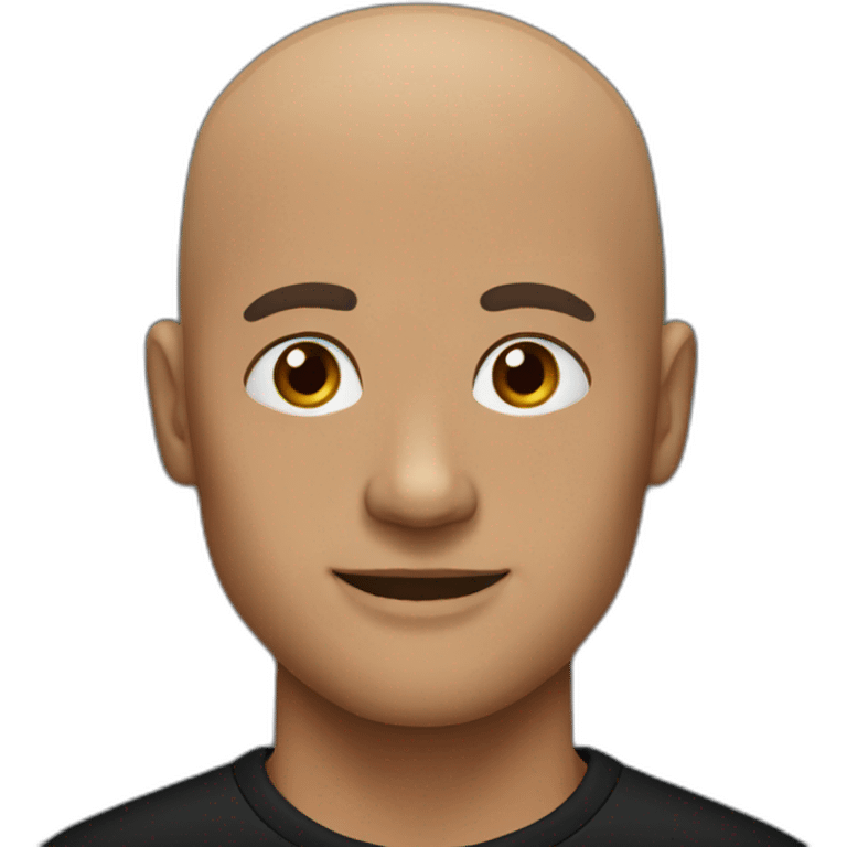 bald man in black shirt with brown eyes emoji