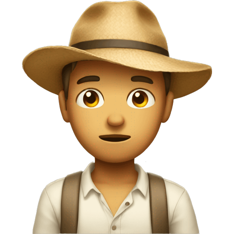 Sad boy in Panama hat  emoji