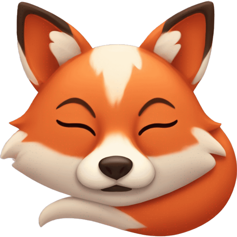 Sleepy fox with hearts emoji