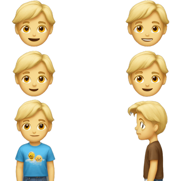 blonde boy indoors in t-shirt emoji