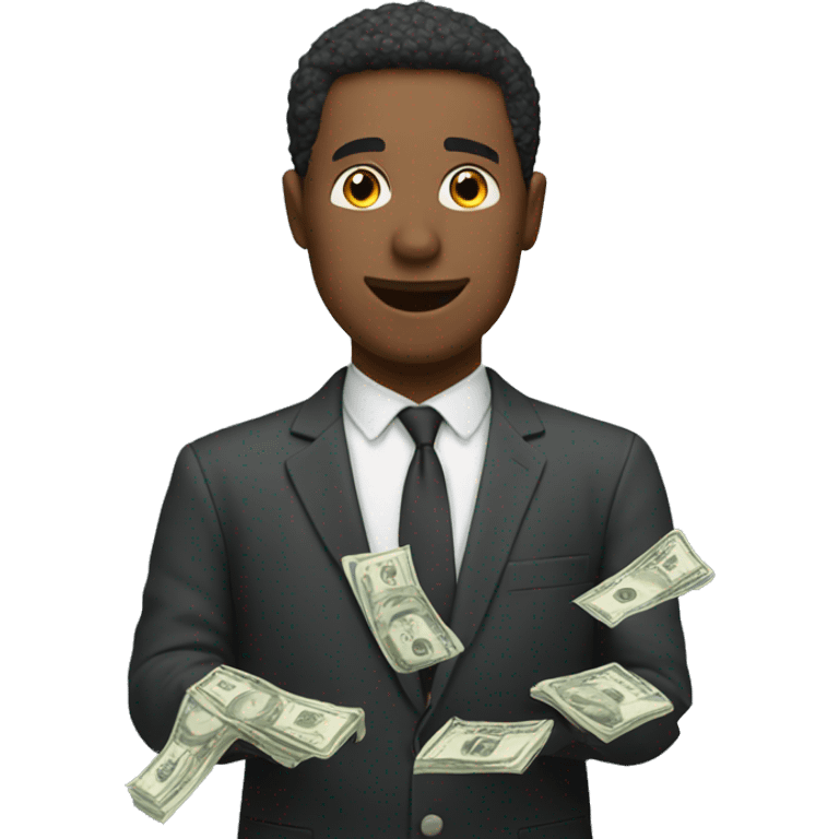 man with money falling around him emoji