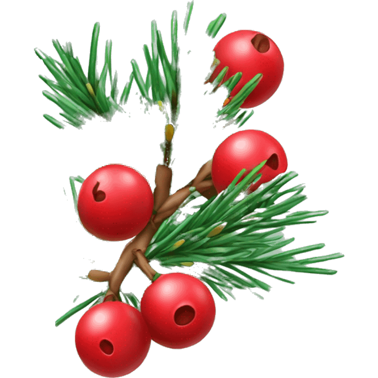 Pine branch with red berries and green needles, winter vibe emoji