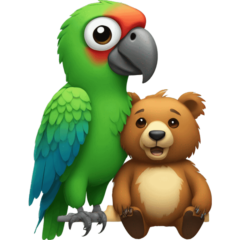 Parrot with a bear emoji