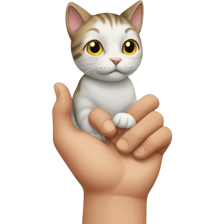 cat and man hand in hand emoji