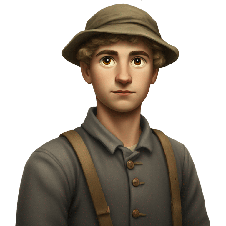 young peasant men during the 1917 revolution in Russia photorealistic serious emoji