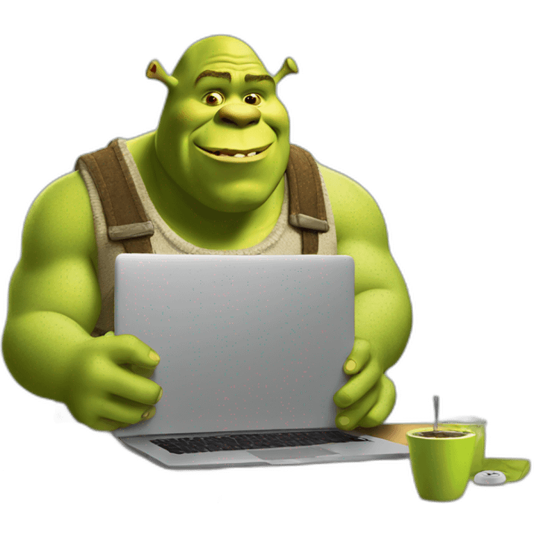 shrek working on a laptop emoji