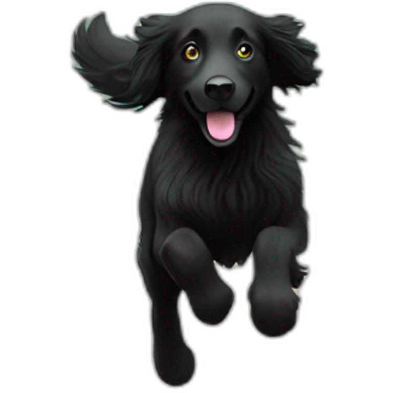 Flat coated retriever escaping emoji