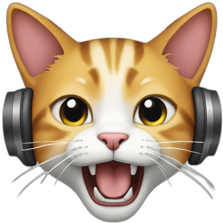 The cat is yelling in headphones emoji