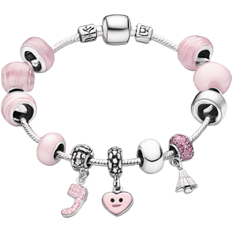 Pandora bracelet with pink charms emoji