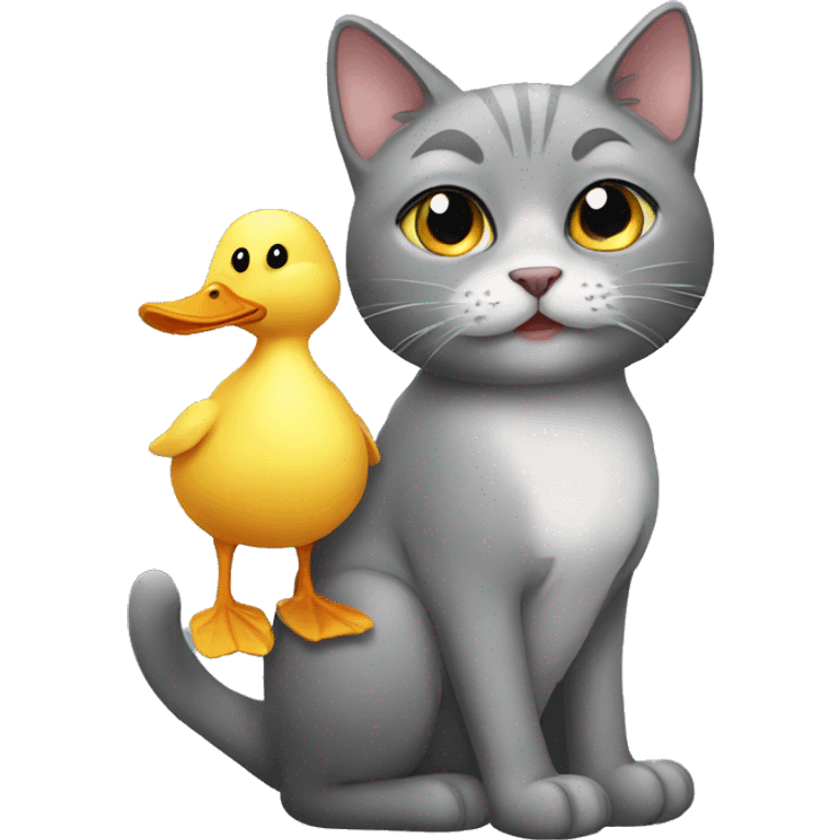 gray cat with duck  emoji