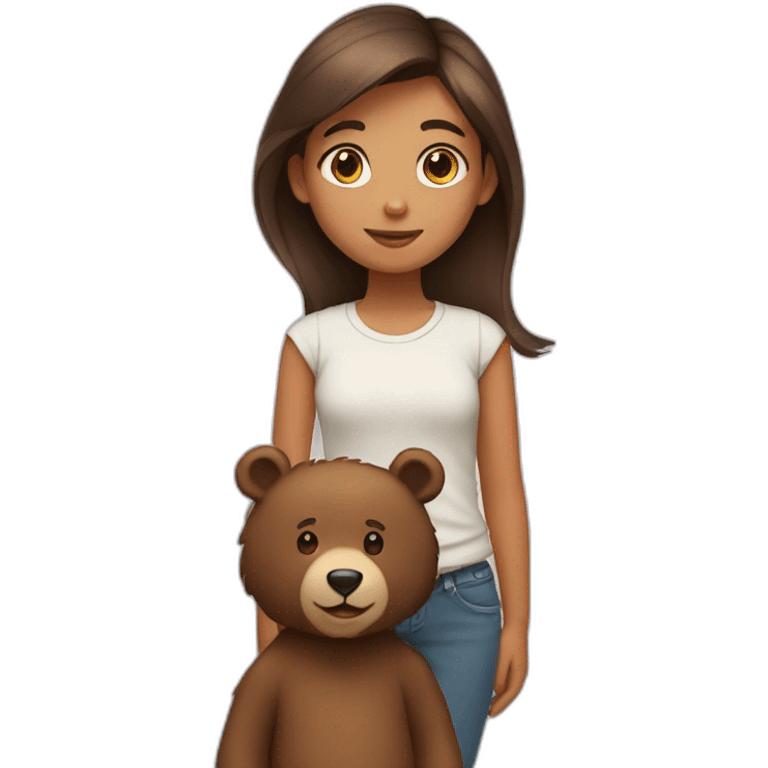 girl standing next to bear emoji