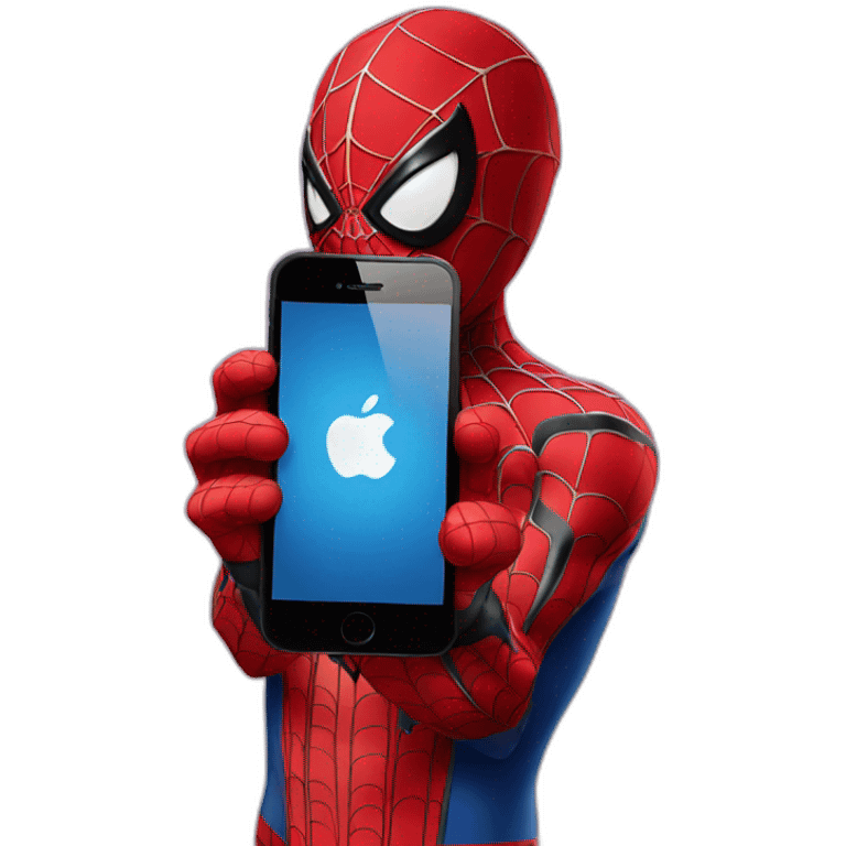 spiderman holding iphone emoji