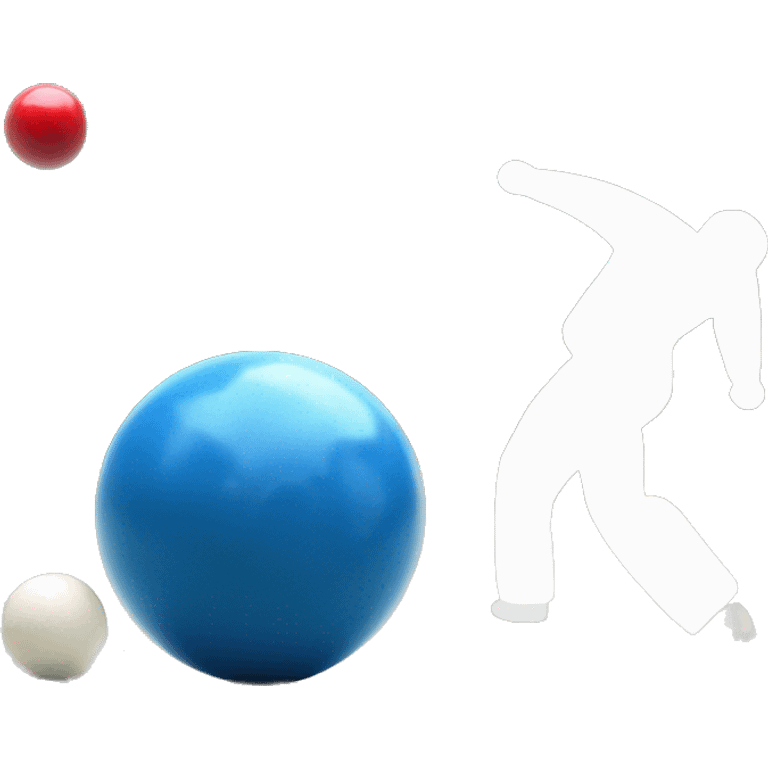 lawn bowler bowling a blue bowl towards a white jack emoji