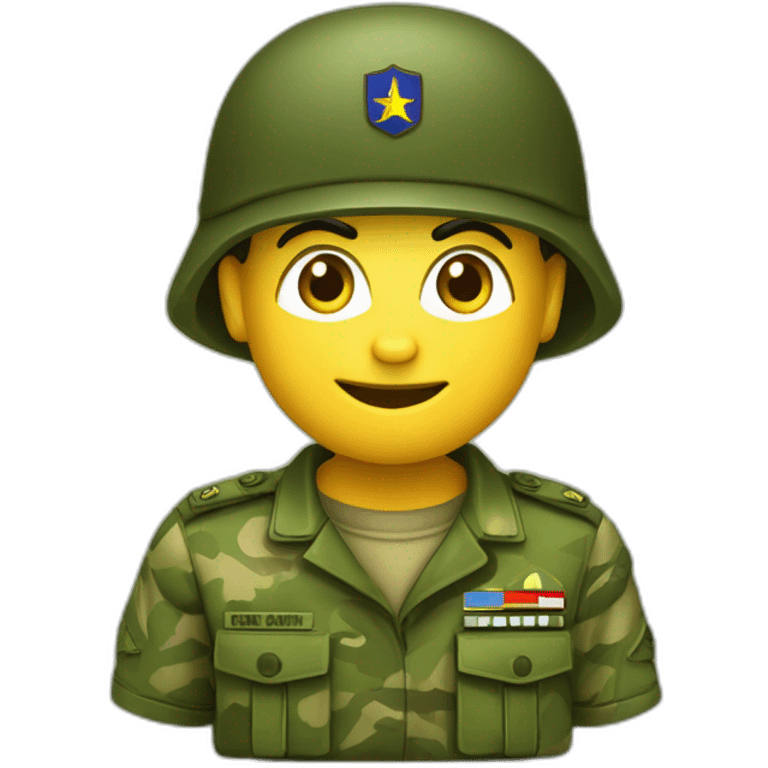 crie um emoji de um militar do exercito brasileiro com o camuflado típico emoji