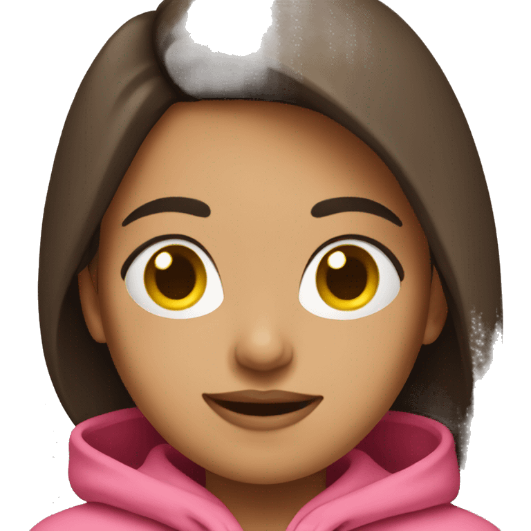 brunette woman with pink hoodie emoji