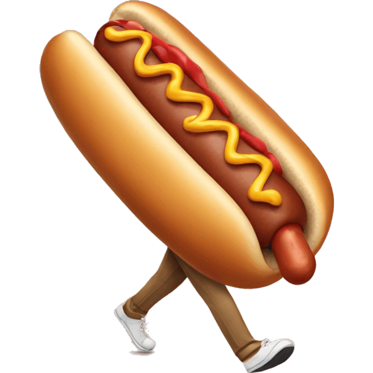 A walking hot dog emoji