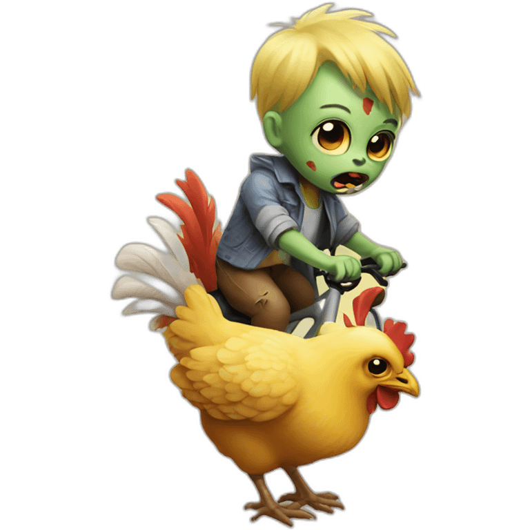 baby zombie riding a chicken emoji