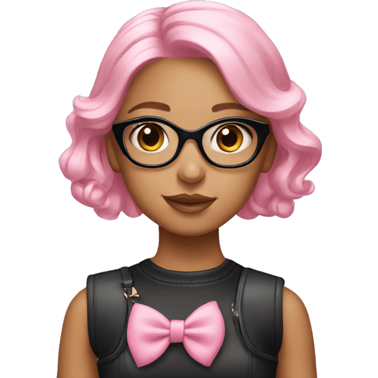 Cute girl wearing a Dior bag with a bow on her pink hair  emoji