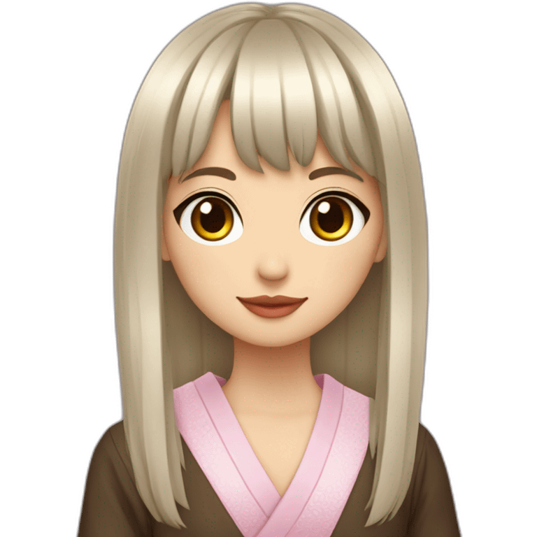 Japonaise jeune brune avec frange long emoji