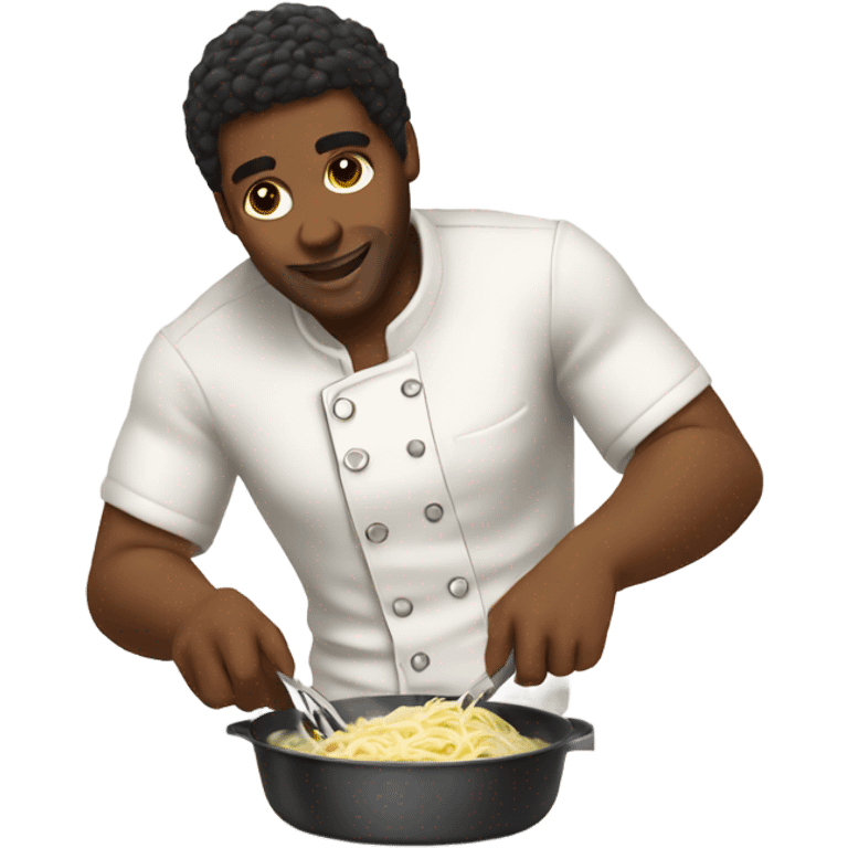 black man making chicken alfredo  emoji