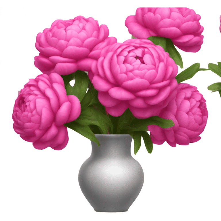 Realistic Bright pink pions in vase emoji