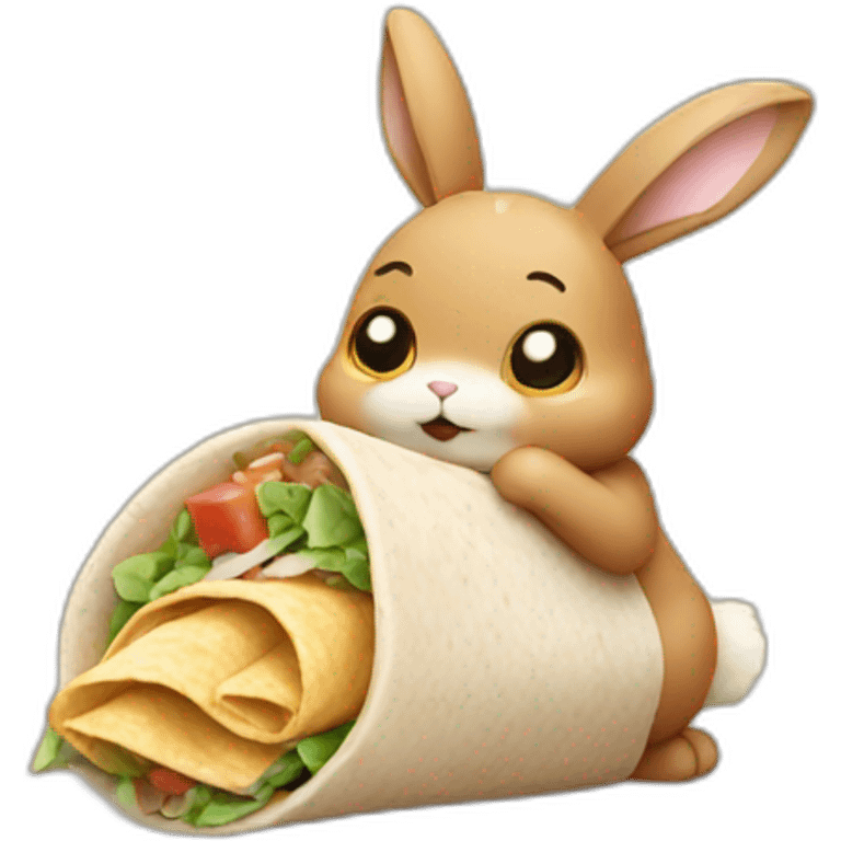 A cute bunny eating a burrito emoji