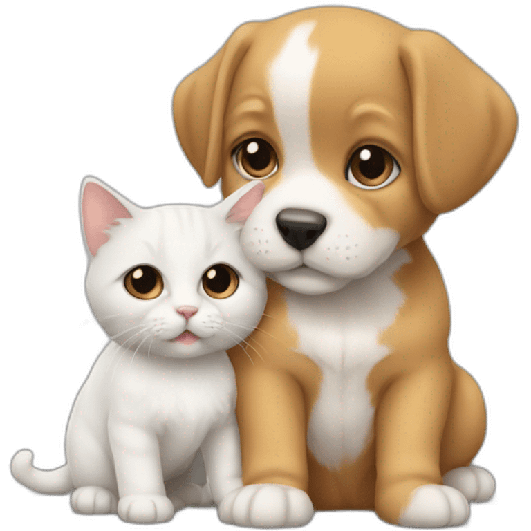 Chaton avec chien emoji