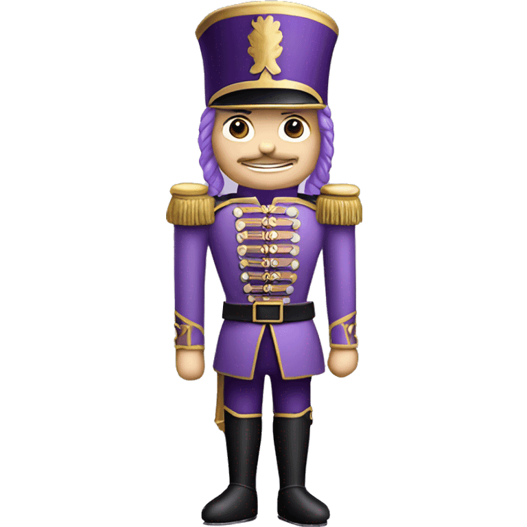 Realistic full body Caucasian light purple nutcracker soldier with purple hair. emoji