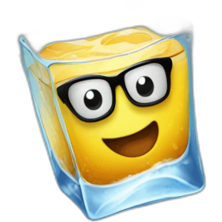 Cartoonish ice cubes arriving at a party  emoji