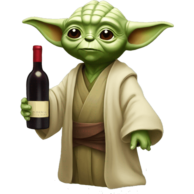 yoda holding a red wine bottle emoji