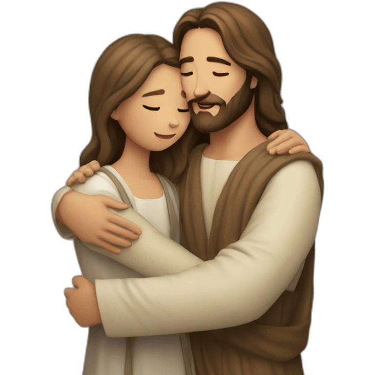 Jesus hugs a girl emoji