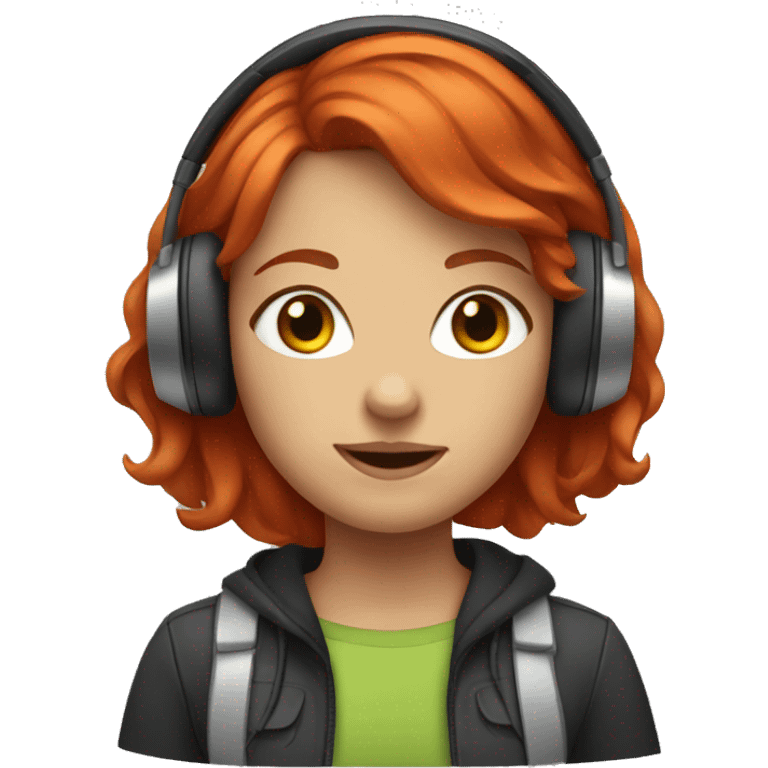 red-haired girl with headphones emoji