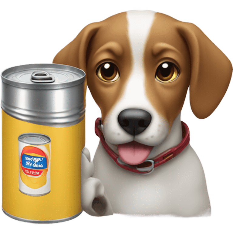 A dog drinking out of a can and driving  emoji